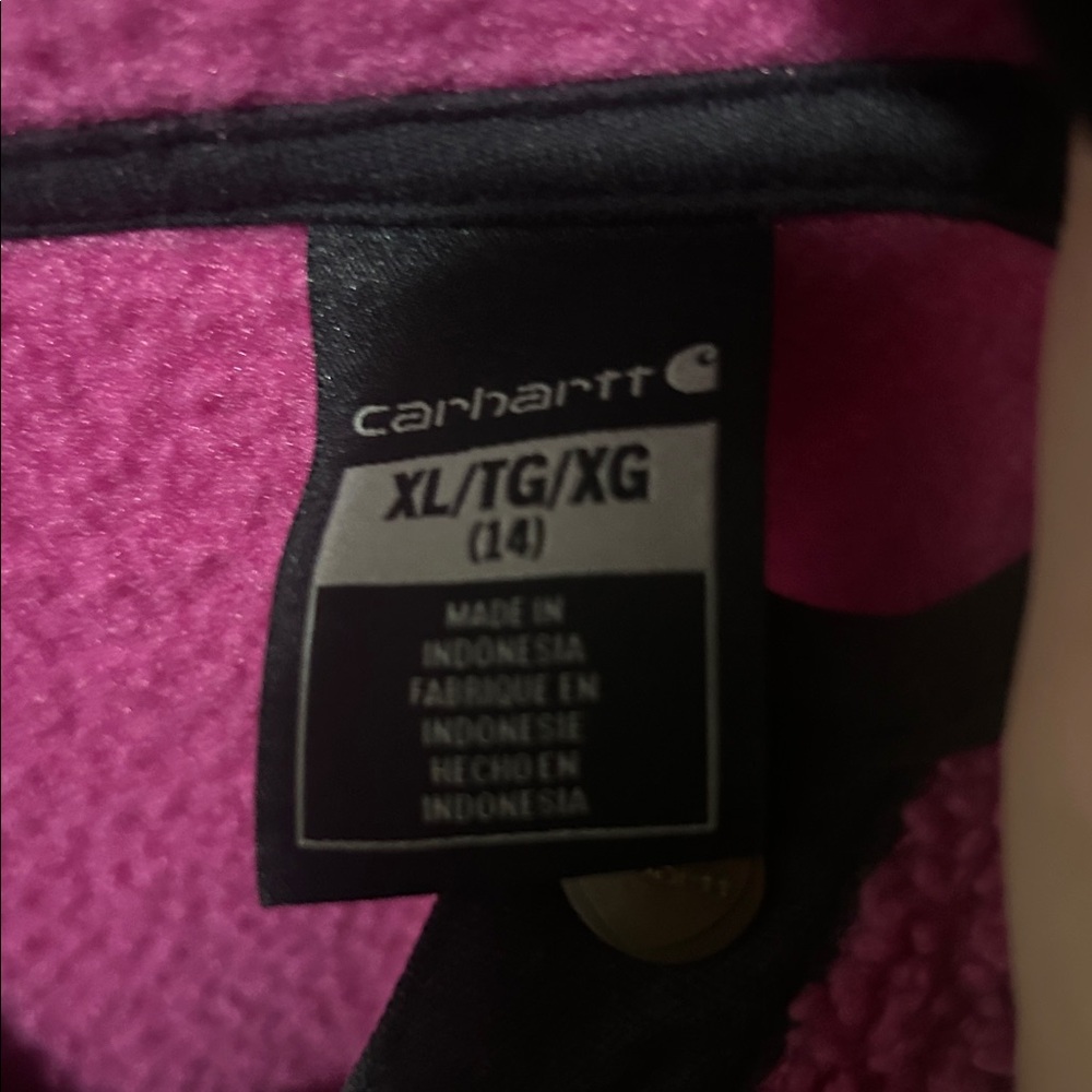 Carhartt Girl’s Pink Fleece Sweater/Hoodie Size 14 - Picture 2 of 2